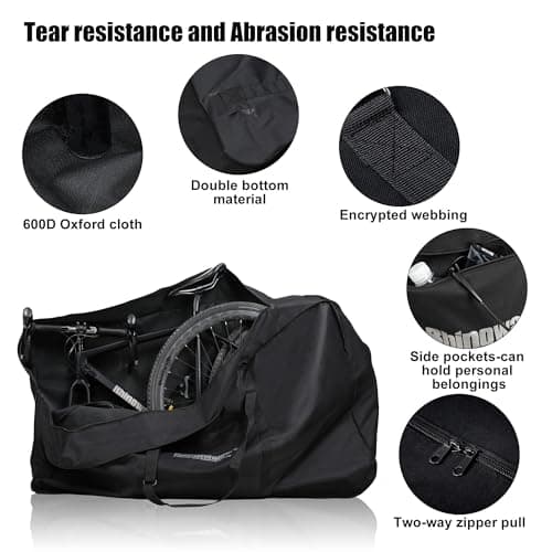 Rhinowalk Folding Bike Bag for 20/26 inch Folding Bikes - Waterproof Bicycle Travel Carrying Case Outdoors Bike Transport Bag for Cars Train Air Travel (Black 26inch) — view 5