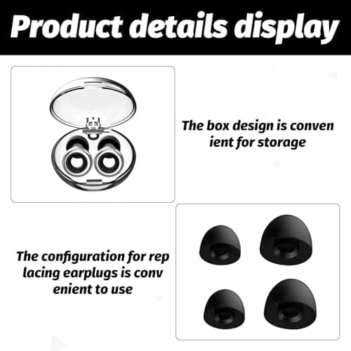 Kids Ear Plugs Noise Cancelling Earplugs for Sleep Ear Plugs for Concerts 2 Pairs with Reusable– 4 Replaceable Ears Tips(Blcak) — view 3