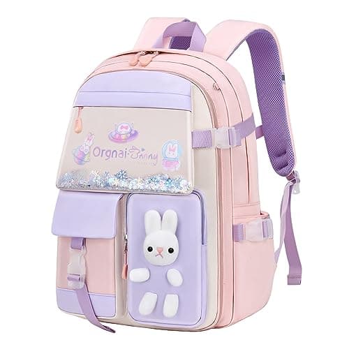 LANSHIYA Girls Bunny Backpack Cute Kids Bookbag for Elementary School Kawaii Preschool Outdoor Daypack Pink