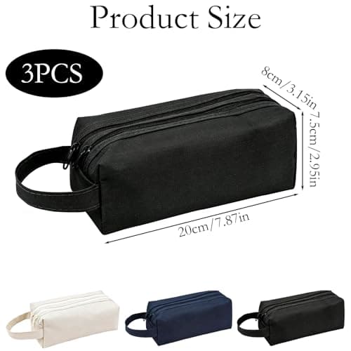 Toiletries Bag Men, Small Wash Bag for Travel Essentials, Compact Toiletry Bag for Gym and Outdoor Use, Oxford Fabric Toiletry Bag Small in Navy Beige Black — view 2