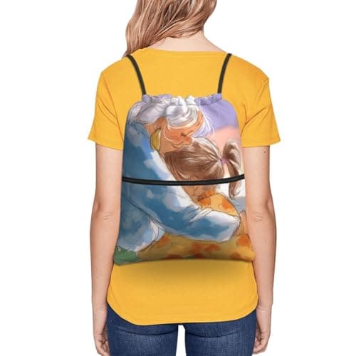 Vortithora Outdoor Grandma-Hug-Love Casual Drawstring Backpack With Zipper Pocket, Drawstring Sports Bag For Gym And Daily Use — view 6