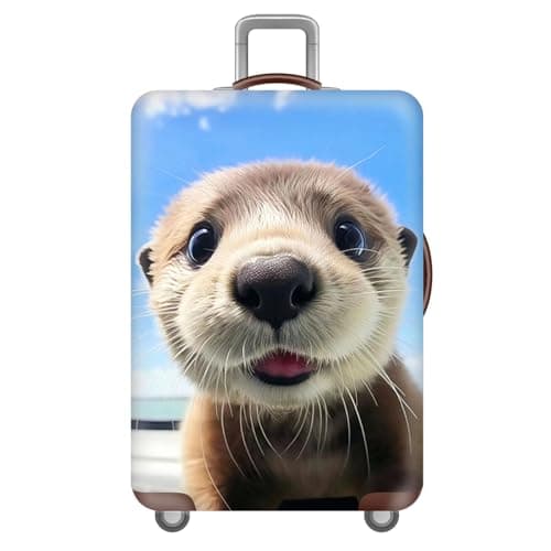 FANSU Luggage Covers for Suitcases Trolley Case Cover for Luggage, Animal Print Elastic Anti-Scratch - Travel Suitcase Cover Protector, 18-32in Small Medium Large Luggage (Otter,M(22-25in))
