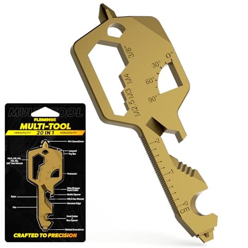 Key Shaped Pocket Multitool 20-in1 Multi Tool, Stainless Steel Keychain Utility Gadget,Gift for Men, Women, Father,Groomsmen, Valentine's, Birthday, Christmas