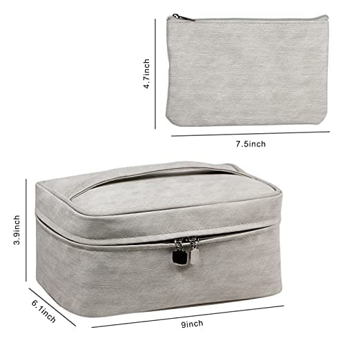 EXERZ Makeup Bag with Detachable Pouch Water Resistant PU Travel Case Grey — view 4