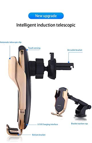 Sinye Automatic Clamping Smart IR Sensor Car Mount Wireless Charger Holder Rack, 10W, Golden, Vent Mount, Modern Style, Wireless Car Charger — view 3
