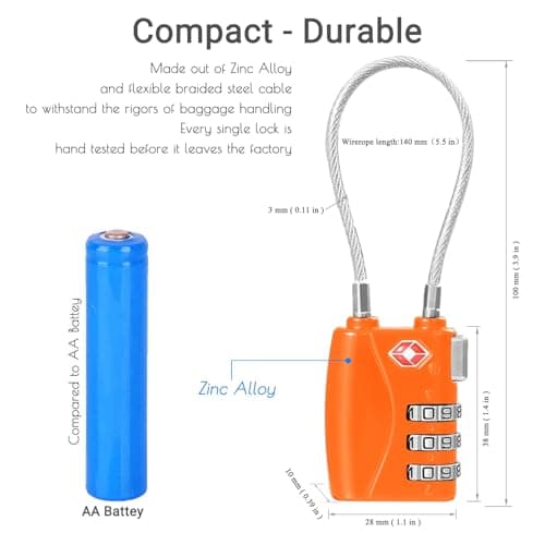 CFMOUR Suitcase Locks, 3-Dial TSA Approved Luggage Lock with Flexible Cable — view 4