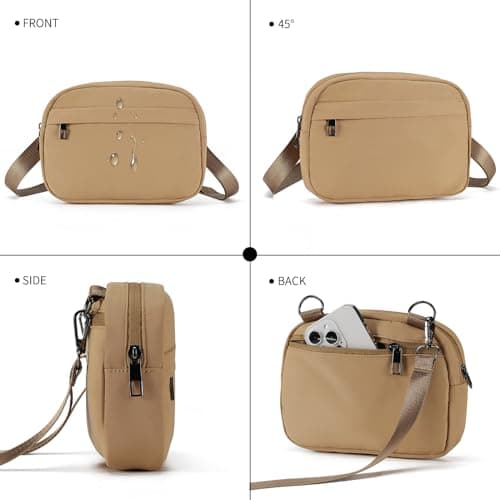 MAXTOP Small Crossbody Bags for Women Men Cell Phone Bum Bag Purse Fanny Pack with Adjustable Strap Black Sling Bag for Traveling Casual Festival Gifts Camel Brown — view 4