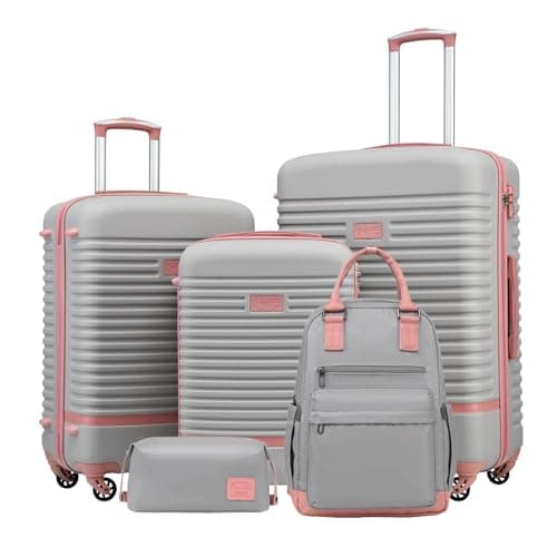COOLIFE Suitcase Set, 5 Piece Luggage Sets with Travel Backpack & Wash Bag