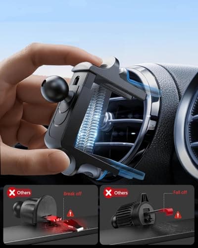 ICAILIN Mercedes Phone Holder for Mercedes Benz A/C Class, GLB/GLC, Audi A1,Mini Cooper, Reinforced Car Phone Holder Spring Clip for Round Air Vent, Circular Vent Cradle for iPhone Samsung — view 2