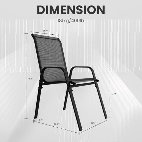 Gotland 2026 Stackable Garden Chairs Set Clearance, Upgrate Outdoor Garden Dining Chairs with High Back, Backrest Breathable Texteline Patio Chairs, Heavy Duty Frame, for Garden, Patio, Balcony — view 2