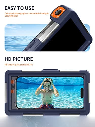Lanhiem Diving Waterproof Phone Case, [Upgrade&Universal] Underwater for Photo Video Outdoor Swimming Snorkeling Surfing for iPhone Galaxy Huawei Series Smartphones (Orange) — view 4
