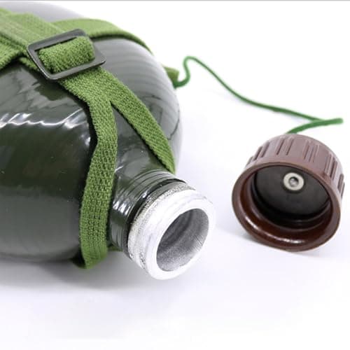 Military Canteen Water Bottle, 1L or 3L Aluminum Water Flask with Shoulder Strap, Leak Proof Food Grade Coating, Outdoor Camping Hiking Gear (3L)