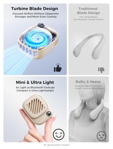 Aecooly Magnetic Neck Fan,Mini Portable,Mighty Hands Free Fan — view 2