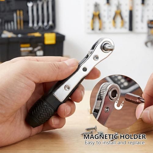 33 in 1 Right Angle Screwdriver, Mini Reversible Ratcheting Ratchet Wrench — view 4