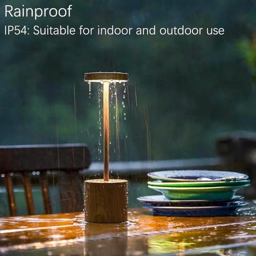 Barryca 2 Pack Cordless Rechargeable Table Lamp, 3 Color Temperature & Dimmable, IP54 Waterproof Battery Operated Portable LED Light for Outdoor, Patio, Restaurant, Bedside, Shower (Bamboo) — view 3