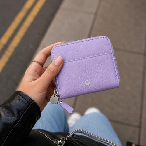 Small Purses for Women Faux Leather RFID Multi-Slot Card Wallet (Purple) — view 2