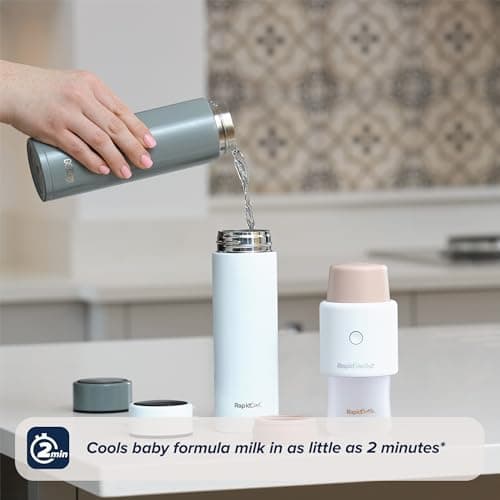 Nuby RapidCool Portable Baby Bottle Maker - Formula Feed in 2 Minutes | Ideal for Travel Bottles and Night Feeds | Includes Milk Powder Dispenser and Digital Lid | No Filter Needed (White) — view 4