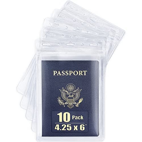 Mifflin Passport & Card Holders (Clear, 102x152 mm, 10 Pack), Extra Large ID Name Badge Holder, Zipperless Vertical Plastic Card Holders