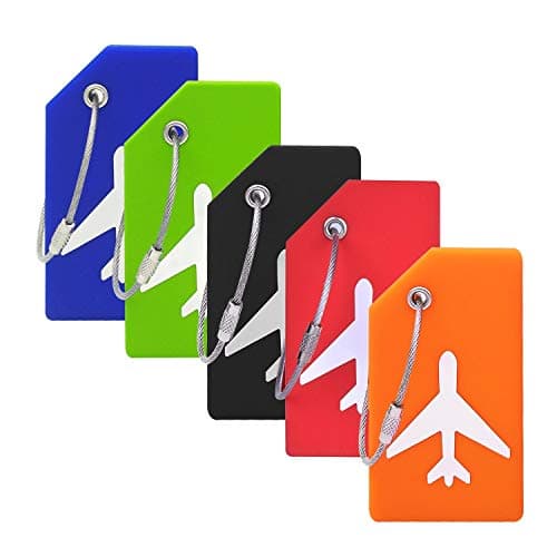 Silicone Luggage Tag with Name ID Card Perfect to Quickly Spot Luggage Suitcase (Plane 5Pcs Multicoloured)