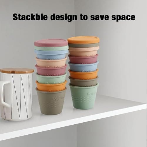 PandaEar 6 Pack Silicone Baby Food Storage Containers (4oz), Reusable Weaning Pots with Lids, Leakproof Small Tubs for Infants, Freezer & Microwave Safe, Dishwasher Friendly, BPA Free (Pastel Colours) — view 6