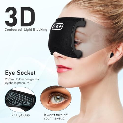 Eye Mask for Sleeping, 3D Sleep Eye Mask with Headphones Built-in White Noise, Breathable Sleep Mask for Traval, Blackout Contoured Eye Cover with Comfortable Adjustable Strap for Wome Men — view 5