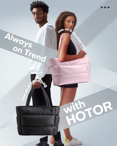 HOTOR Tote Bag for Women, Large Foldable Travel Shoulder Bag with Pouch — view 5