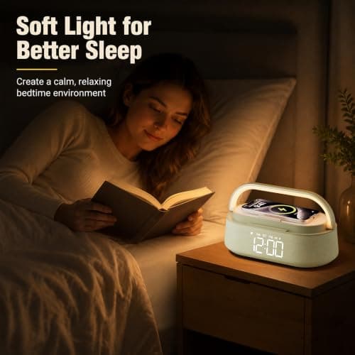 Bluetooth Speaker with Wireless Charger, Portable Radio for Bedroom — view 5