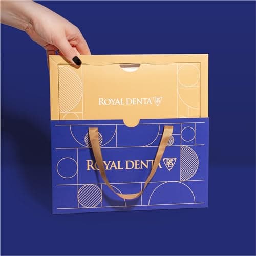 Royal Denta Travel Kit Gift Set – Luxury Gift Box with Silver Extra Soft Toothbrush, Water-Resistant Travel Case and Travel Toothpaste Multipack, Navy Blue — view 4