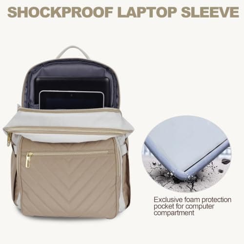 VANKEAN 15.6 Inch Laptop Backpack for Women Work Laptop Bag College KHAKI — view 5