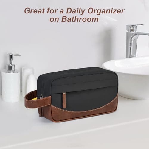 Ezday Travel Toiletry Bag for Men, Hanging Toiletry Organizer, Water Resistant Shaving Kit with Large Capacity for Travel Accessories, Black, M, Black — view 6
