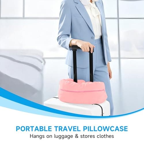 Stuffable Neck Pillow for Travel, Raised Neck Support Travel Pillow Stuffable with Clothes for Extra Luggage Space, Adjustable Strap, Relax with Soft Head Support for Airplane, Camping, Train, Hiking — view 6