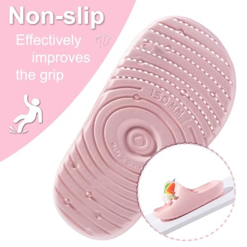Kids Sliders Toddler Summer Slippers for Boys Girls Beach Flip Flops Anti-Slip Pool Shower Slide Sandals for Children Pink Horse 762 Toddler UK 5/5.5 (Label Size 150mm) — view 5
