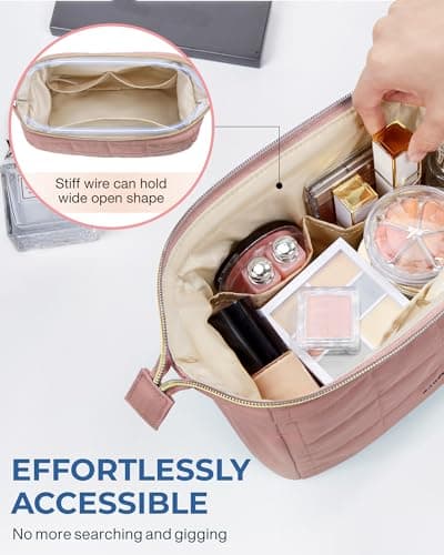 BAGSMART Small Travel Makeup Bag for Women, Wide Opening Cosmetics Bag — view 4