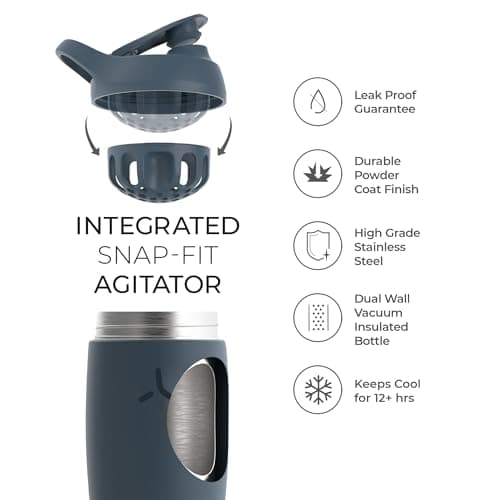 PROMIXX Pursuit Insulated Steel Shaker Bottle 550ml, Graphite Gray — view 3