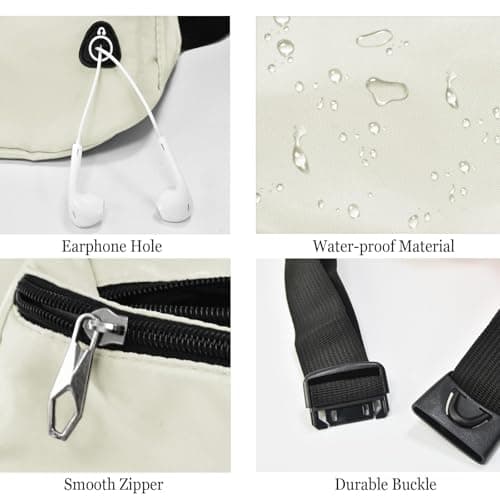 Rosoz Bum Bag, Belt Bag Women's Bum Bag Men's Gifts Sports Hip Bags for Outdoor Travel Running Cycling, beige — view 4