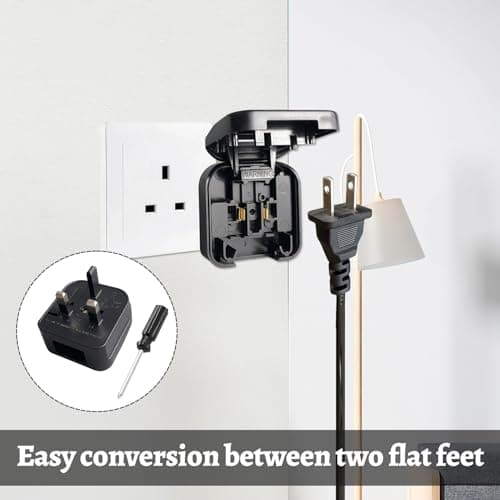 1 PCS US to UK Plug Adapter,UK Plug Convertor Adaptor,American to UK Plug Adapter,2 Pin to Uk Adaptor with Screwdriver Convert from USA,China,Japan,Type a Plugs to Uk with Safety Fuse,ABS(Black) — view 4