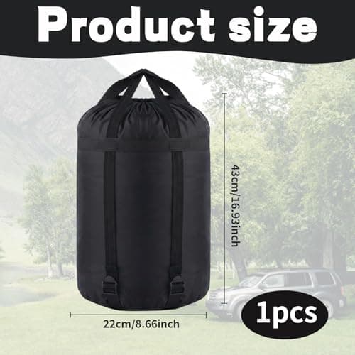 QhgPnt Compression Sack for Sleeping Bag, Compression Bag for Outdoor with Adjustable Straps, Water Resistant Holdall Rucksack, for Outdoors, Camping, Sports, Watersports (43 * 22cm) — view 2
