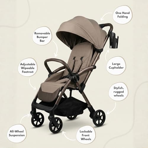 Venture Avio Stroller – Lightweight Compact Pushchair for Toddlers up to 4 Years – Travel Baby Stroller with Raincover, Cup Holder, Large Basket (Truffle) — view 4