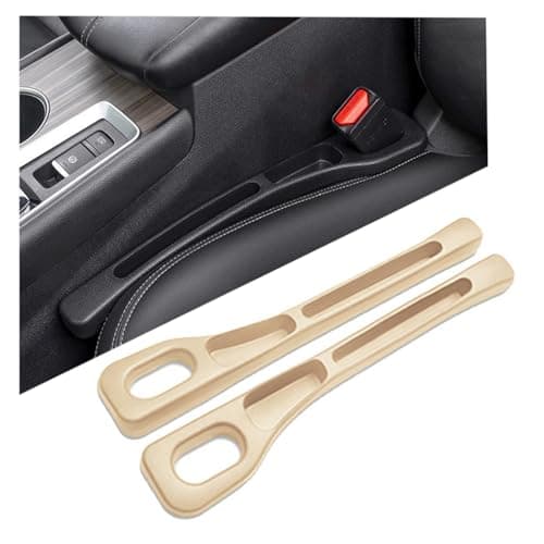 HADAVAKA 2PC Multifunctional Car Seat Gap Filler, Universal Gap Filler Pad with Phone Holder, Seat Clip Seam Leak Stopper Storage Strip Interior Accessories, for SUV Car Truck Seat (Beige)