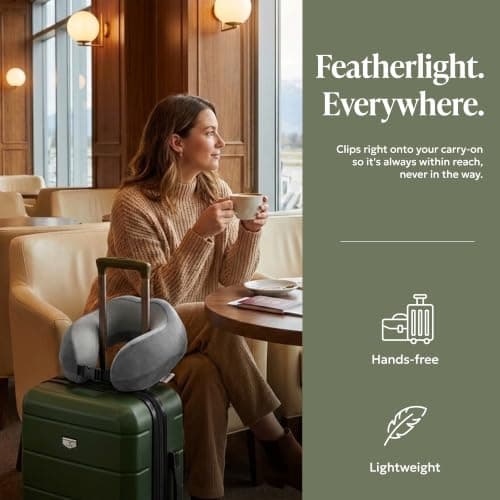 LUGG Memory Foam Travel Pillow – 360° Ergonomic Neck & Head Support, Slow Rebound Cushioning, Breathable Cover, Lightweight U-Shape Pillow for Flights, Trains & Cars, Includes Storage Bag - Gunmetal — view 3