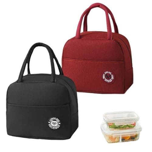 2 Pack Insulated Lunch Bags, Womens Lunch Bag for Work, Travel, Outdoor