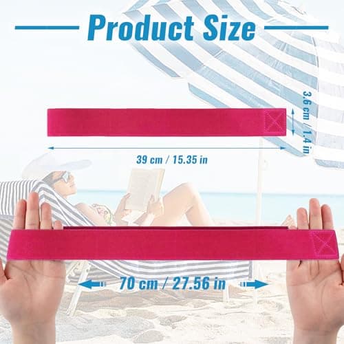4 Pack Sun Lounger Straps, Elastic Sunbed Towel Bands, Windproof for Beach, Pool & Cruise Chairs — view 3