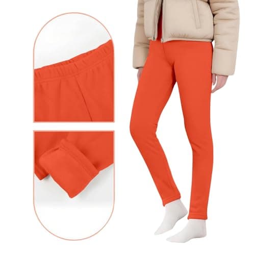Girls' Leggings 116 Cotton High Waist Slim Tight Trousers Comfortable Soft Relax Trousers Windproof Lightweight Thermal Leggings Slim Fit Foot Leggings Available Daily Travel, orange, 160 cm — view 6