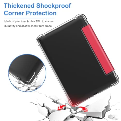 VOVIPO Case Clear Back With Cover for 6" All-New Kindle (11th Generation-2024/2022 Release), Ultra Slim Clear Soft Flexible Transparent TPU Back Cover with Auto Wake/Sleep -Watermelon Red — view 4