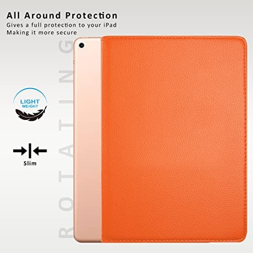 DV 360 Degree PU Leather Rotating Stand Swivel Case for iPad Mini 5 (A2126 / A2124 / A2133 / A2125), iPad Mini 4 (A1538 / A1550), Folio Cover, Hardback and Shockproof (Orange) — view 5