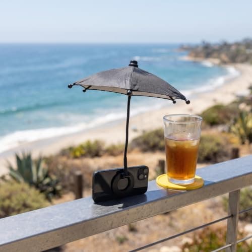 SOIMISS Mini Umbrella for Phone Shade Magnetic Black Folding Sunshade — view 6