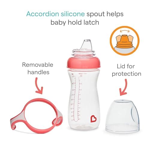 Munchkin 2 Pack Gentle Transition Baby Cups |Clear Bottle|296ml|Pink/Purple — view 3