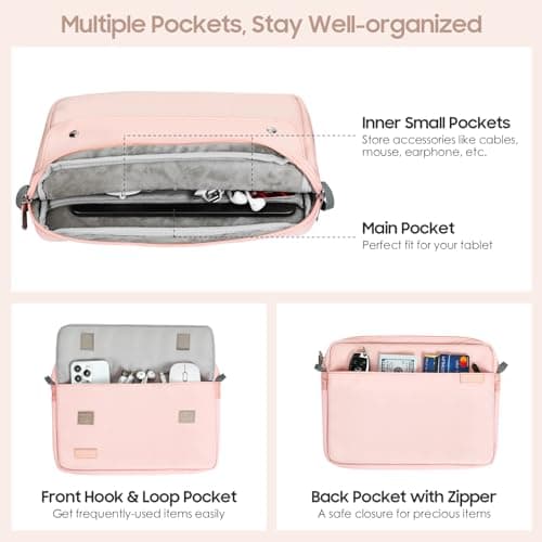 TiMOVO 9-11" Tablet Sleeve with Strap for iPad A16 Tab, Pink — view 3