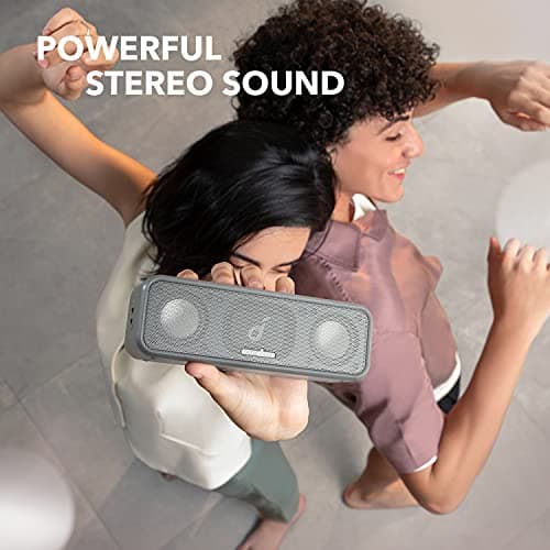 soundcore 3 by Anker, Bluetooth Speaker with Stereo Sound, Pure Titanium Diaphragm Drivers, PartyCast Technology, BassUp, 24H Playtime, IPX7 Waterproof, App, Custom EQ, Home, Outdoor, Beach — view 3