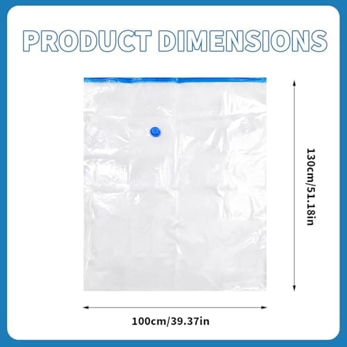 Jumbo Vacuum Storage Bags 2 Pack - 130 x 100 cm Extra Large Space Saver Compression Bags for Duvets, Bedding, Clothes - Reusable Airtight Seal Bags with Seal Valve for Home & Travel — view 2